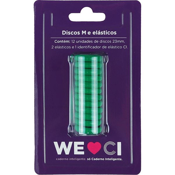 Caderno Inteligente Discos Médio 23MM com 12 Discos + Elástico Verde Floresta