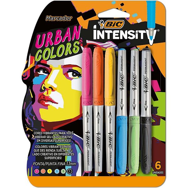 Kit Pincel Marcador Permanente Marking 1.1MM Cores Urbanas com 6 Unidades