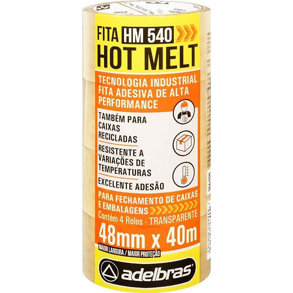 Fita para Empacotamento HOT MELT 48X40M Transparente - Pacote com 4