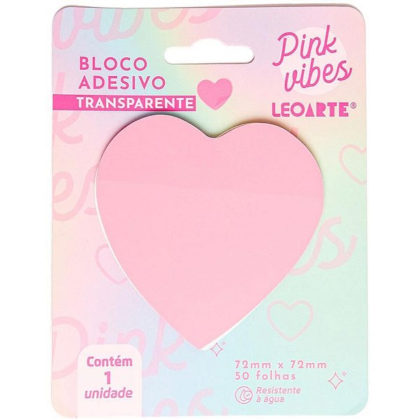 Bloco Recado Autoadesivo Vibes Coração 72X72 50F CX C/ 12