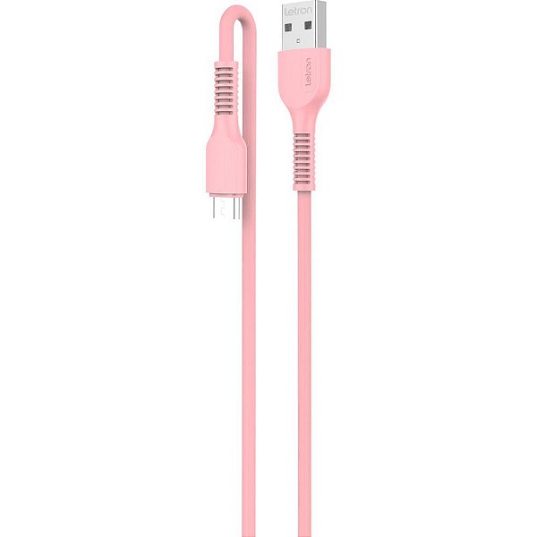 Cabo USB Letron Micro USB 2.4A 1M Rosa