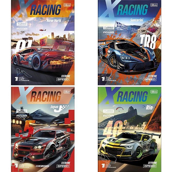 Caderno Brochurão Capa Dura X-RACING 80 Folhas