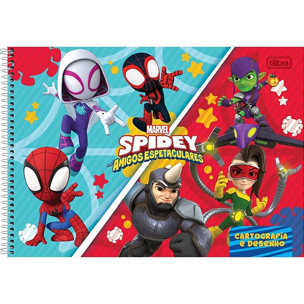 Caderno de Desenho Universitário Capa Dura Spidey Espiral 80 Folhas