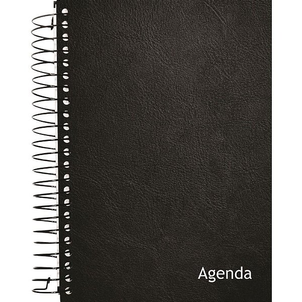 Agenda Permanente Espiral Capa Dura Preta 160 Folhas