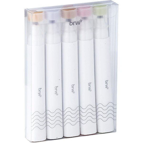 Caneta Marca Texto Boho Ponta Flexível - 5 Cores Sortidas