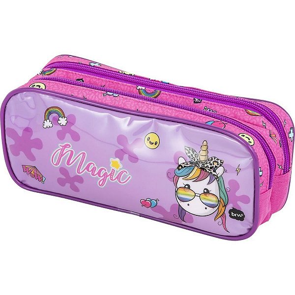 Estojo PVC Magic ROSA/ROXO Duplo