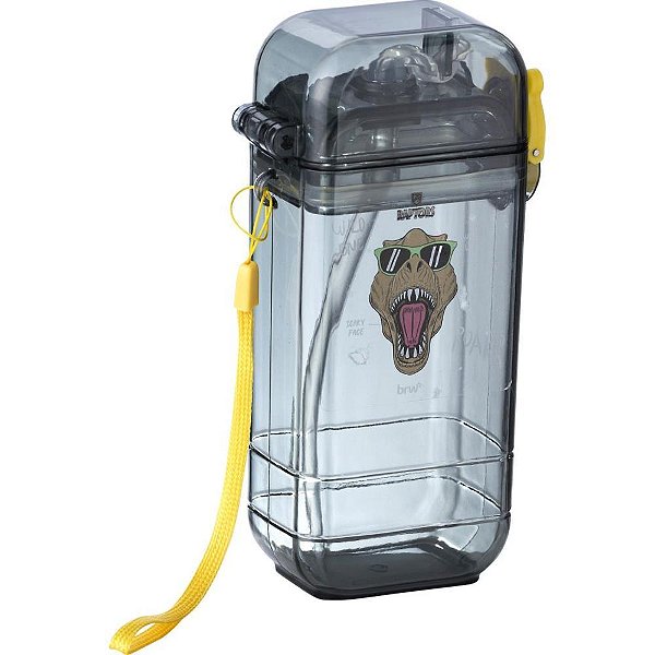 Garrafa Plástica Estampada 350ML Raptors CINZA/AMARELA