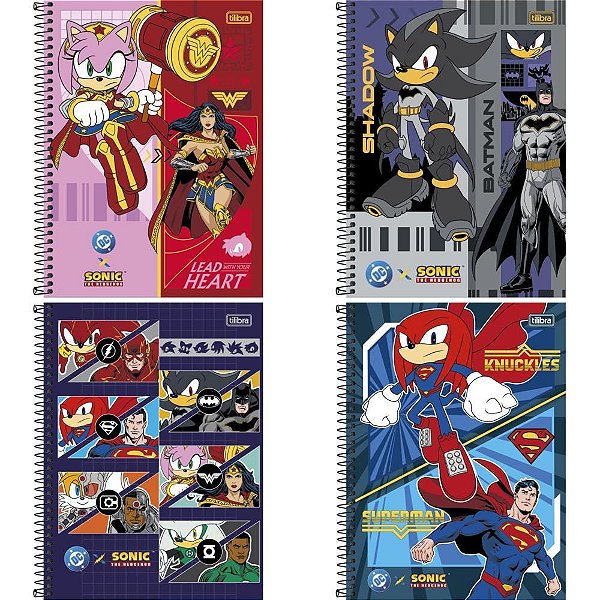 Caderno 1X1 Capa Dura Sonic 80 Folhas Espiral Colorido