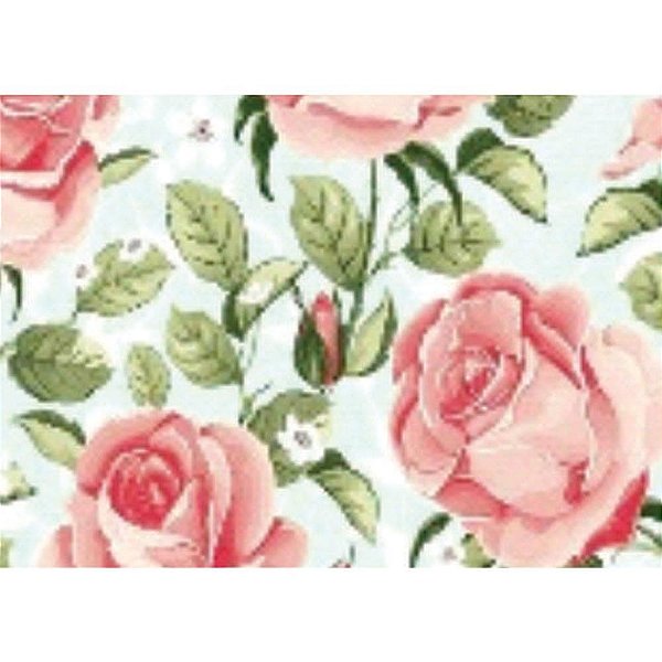 Papel de Parede Plástico Adesivo 45CM X 10M Floral Rosas