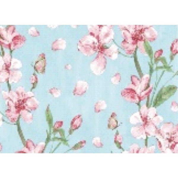 Papel de Parede Plástico Adesivo 45CM X 10M Floral Azul