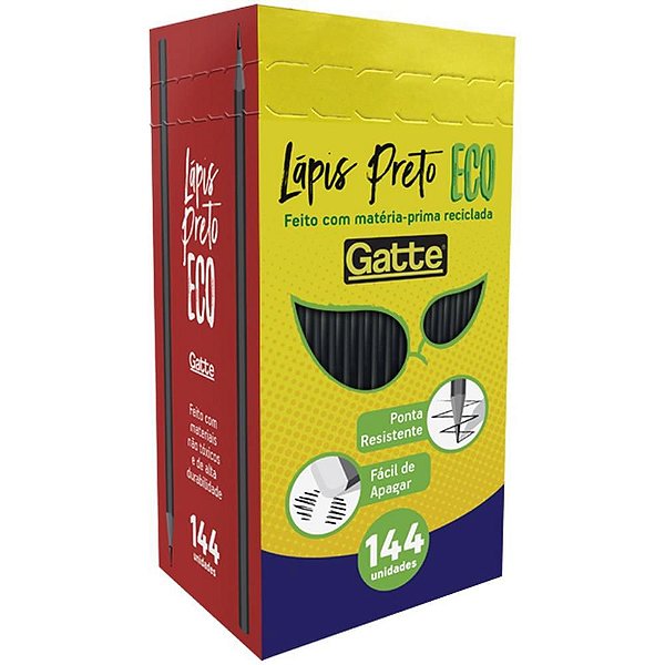 Lápis Preto Sextavado Ecológico HB Caixa com 144