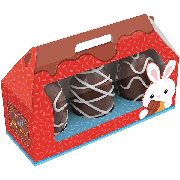 Caixa P/OVO de Páscoa Maleta 3 Mini OVO Floquinho  PCT.C/10