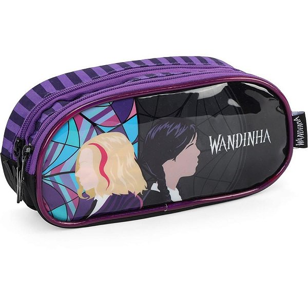 Estojo Tecido Wandinha 2 Zíperes Roxo
