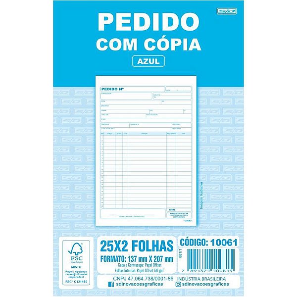 Impresso Talão de Pedido 1/18 2 Vias 25 Folhas 137X207 C/20