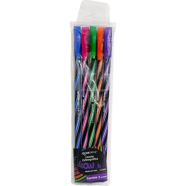 Caneta Esferográfica WOW FUN BLACK 0.7MM 5CORES