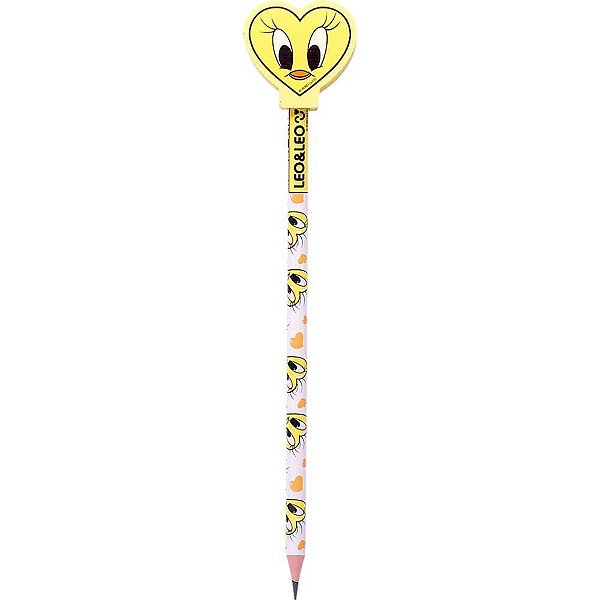 Lápis Preto Decorado Looney Tunes com Borracha - 4 Modelos - Pote com 30 Unidades