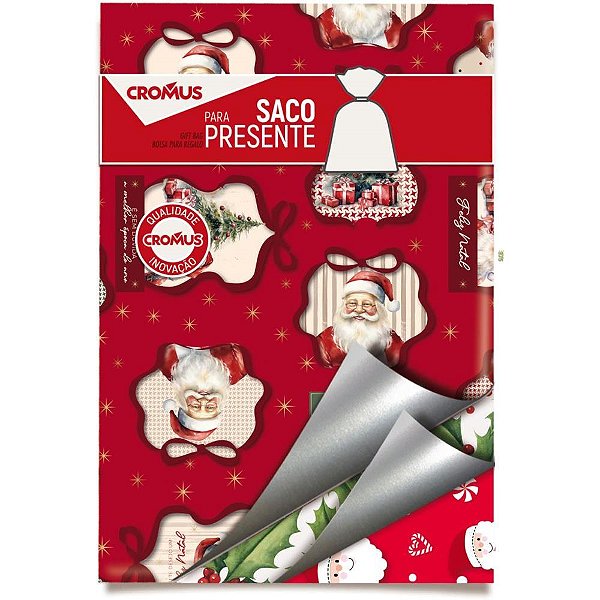 Saco Metalizado de Natal 60X90CM Sortido Pacote com 25