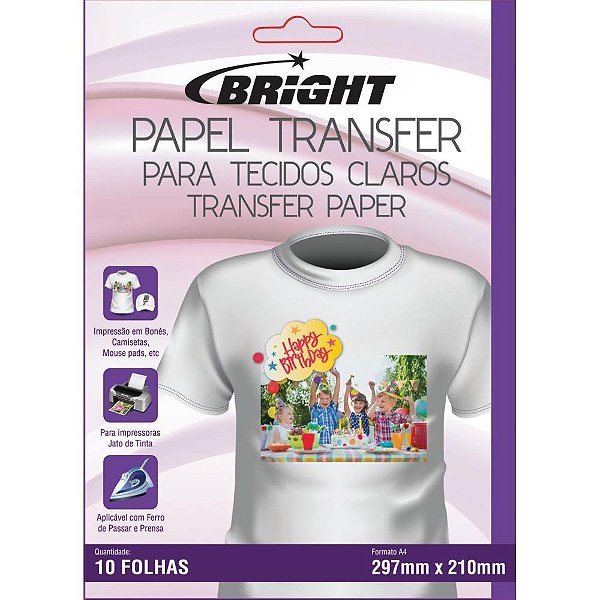 Papel Transfer A4 para Tecidos Claros – Caixa com 10 Folhas