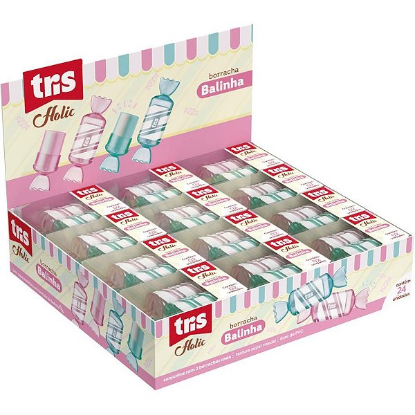 Borracha Decorada TRIS Holic Balinha RS/AZ - Display com 24 Unidades