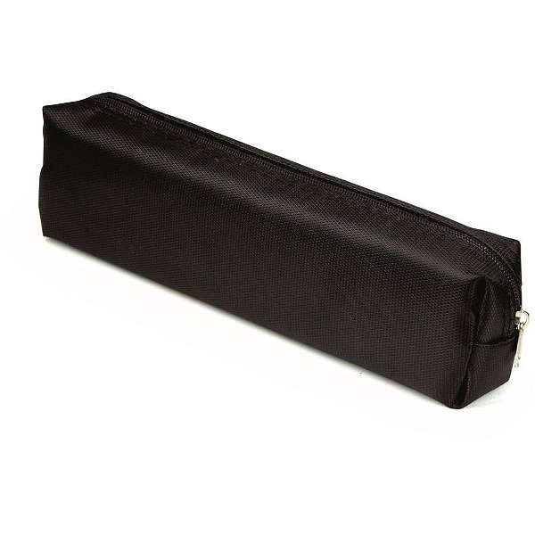 Estojo Tecido Quadrado Pequeno com 1 Zíper Preto