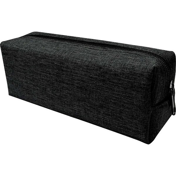 Estojo de Tecido Quadrado Grande com 1 Zíper Preto