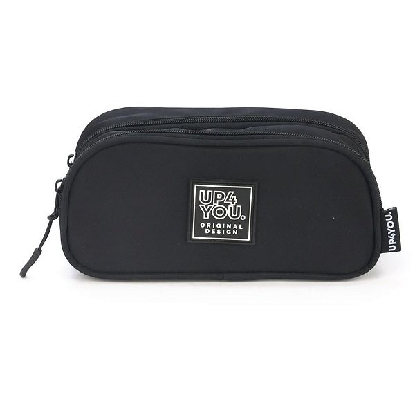 Estojo Escolar UP4YOU com 2 Zíperes Preto