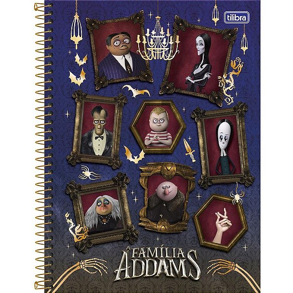 Caderno 1X1 Capa Dura Família ADDAMS 80 Folhas - Pacote com 4