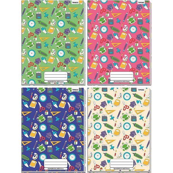 Caderno Quadriculado Universitário 5X5MM 48F Brochura Decorado CD PCT com 05