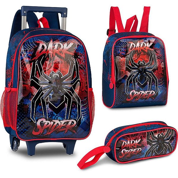Mochila Infantil com Rodinha DARK Spider G Est+lancheira