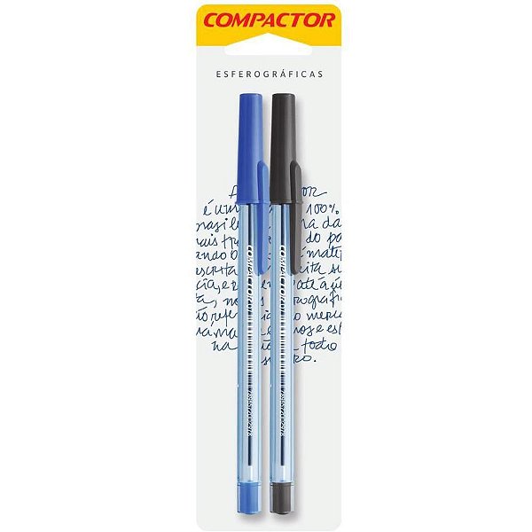 Caneta Esferográfica 0.7MM Blister com 2 Unidades (azul e Preta) - Caixa com 10