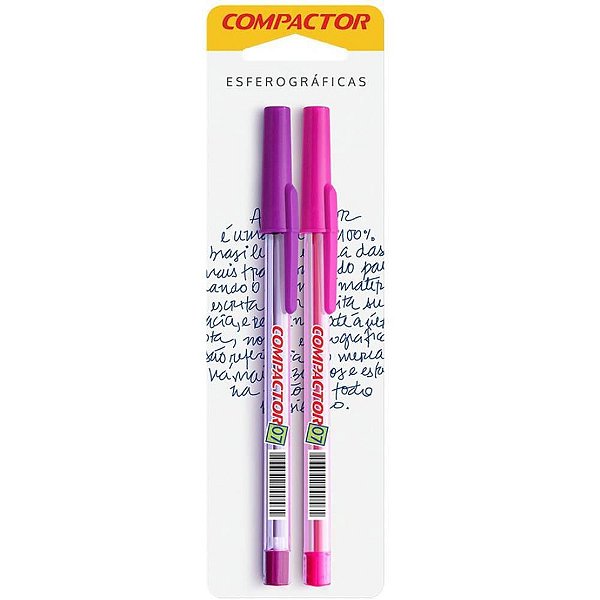 Caneta Esferográfica 0.7MM Blister com 1 Rosa e 1 Violeta Caixa com 10