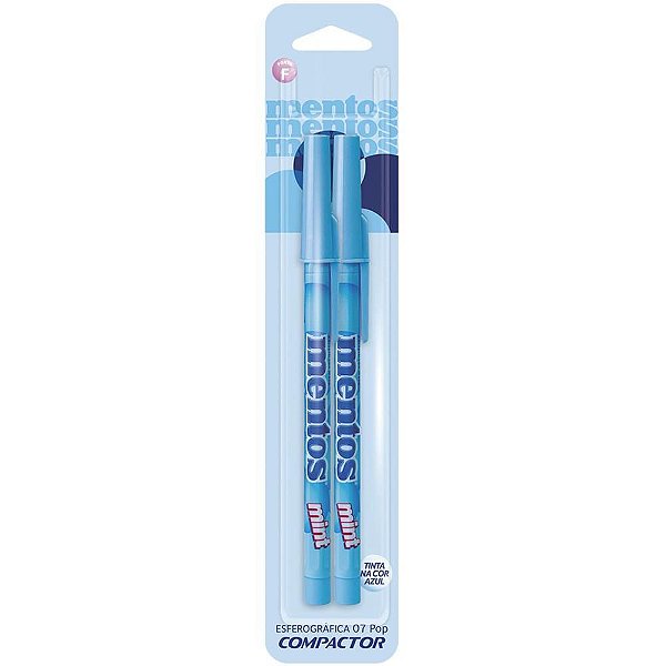 Caneta Esferográfica POP 0.7MM Mentos Azul - Caixa com 10