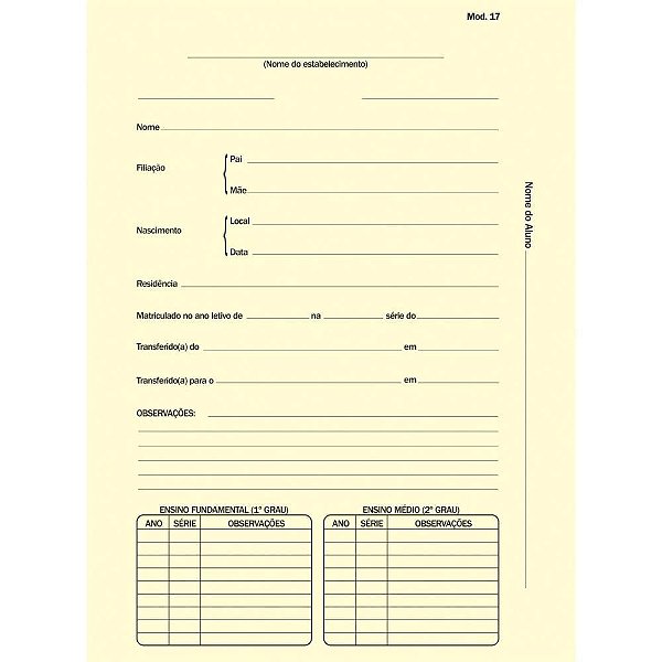 Pasta do Aluno Modelo 17 240X325MM Amarela Pacote com 50