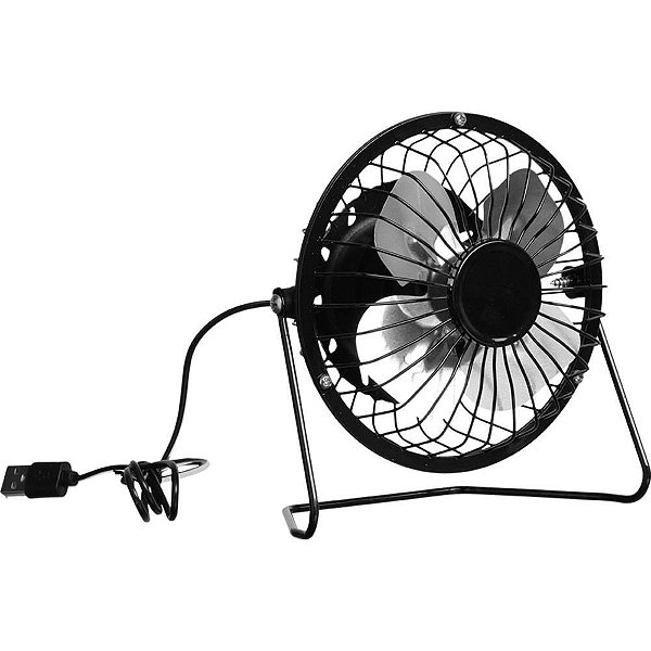 Ventilador USB Portátil Silencioso PRETO/AZUL Mini de Mesa