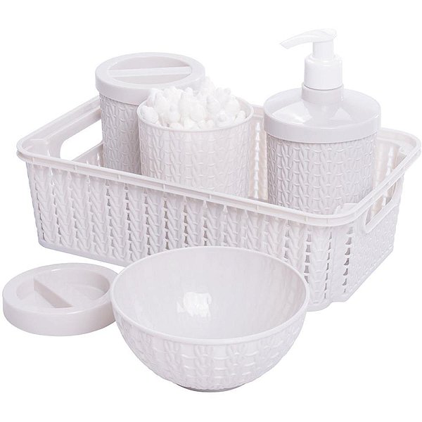Utensílios para Banheiro KIT Higiene Trama BABY 5 Peças Branco
