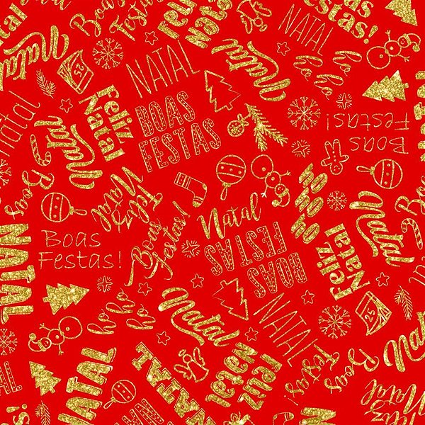 TNT Estampado 1,40M 40G Frases Natalinas Fundo Vermelho BO - Rolo com 25 Metros