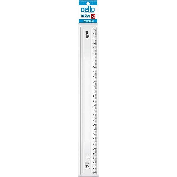 Régua de Poliestireno Cristal 30CM Solapa Individual com  96 Unidades