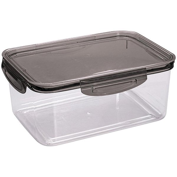 Pote Plástico Retangular com Trava 2,6L Cristal