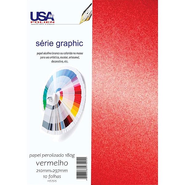 Papel A4 Pérolado Color Graphics 180G Vermelho Pacote com 10 Folhas
