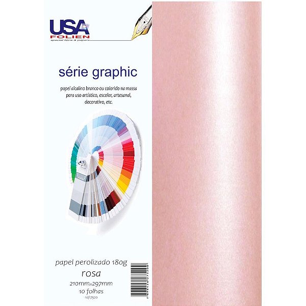 Papel A4 Pérolado Color Graphics 180G Rosa Pacote com 10