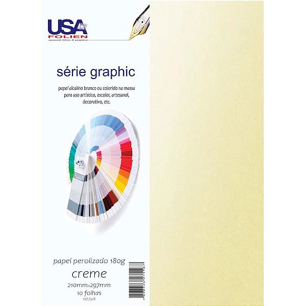 Papel A4 Pérolado Color Graphics 180G Creme - Pacote com 10