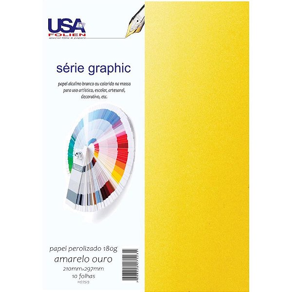 Papel A4 Pérolado Color Graphics 180G Amarelo Ouro - Pacote com 10