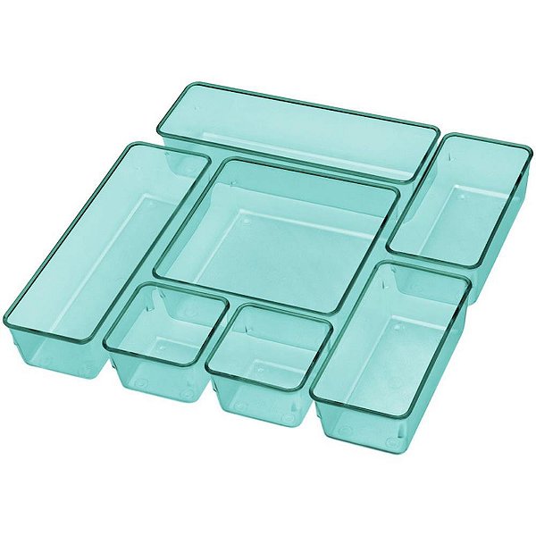 Organizador de Potes Sortidos Verde 4 PEQUENOS/3 Grandes - Caixa com 07