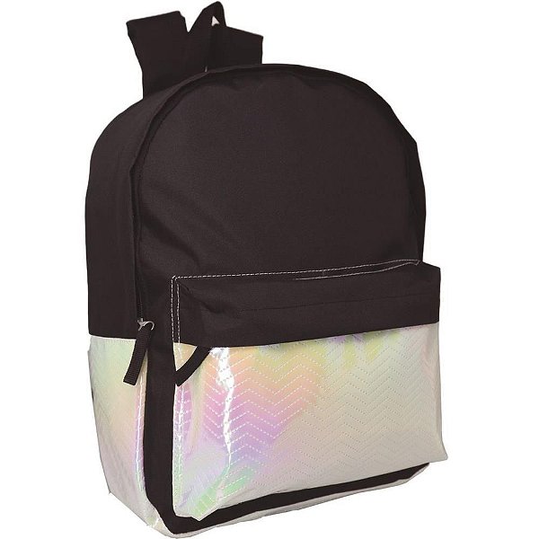Mochila Multi GD PT - Preta com Bolso Holográfico