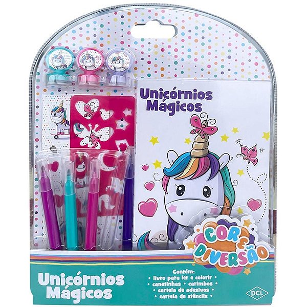 Livro Infantil Colorir Unicórnios KIT COR e Diversao