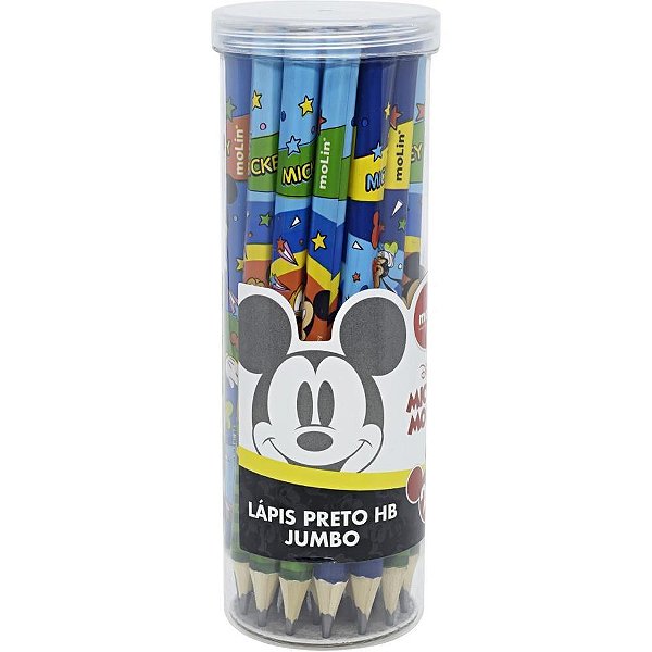 Lápis Preto Jumbo Mickey HB Pote - 24 Unidades