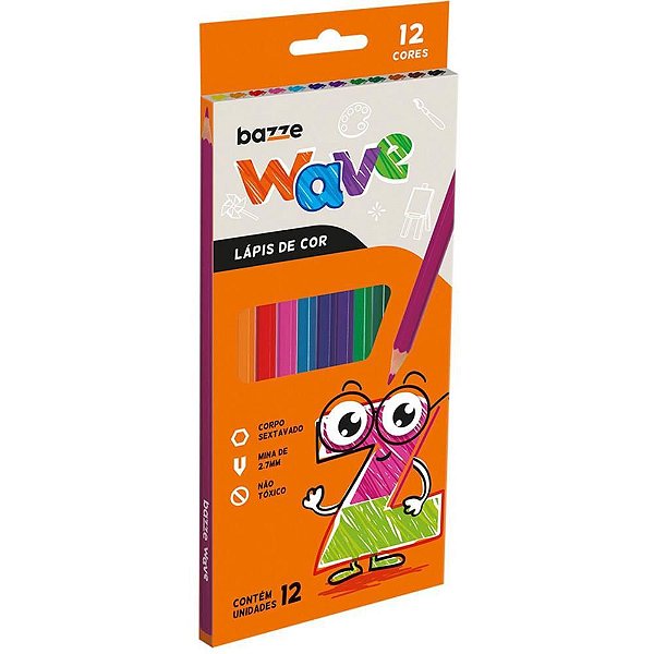 Lápis de COR Sextavado Bazze Wave 12 Cores PCT. C/12