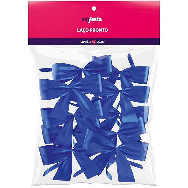 Laço Pronto Liso 30MM Tope Azul Escuro Pacote com 10