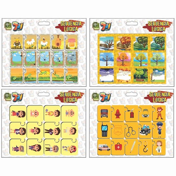 Jogo Didático Sequência Lógica 4 Modelos Sortidos Display com 24
