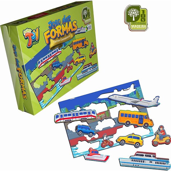 Jogo Didático Formas Meios de Transporte em MDF